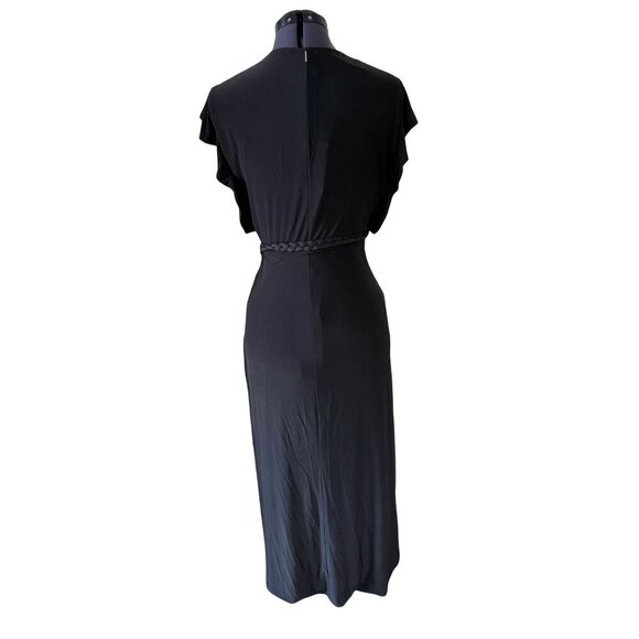 NWT Misa Los Angeles‎ Irina Black Wrap Dress V-Neck Flutter Sleeves Midi S, M - Picture 3 of 8